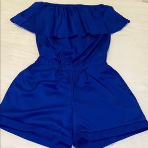 Blue one piece shorts strapless